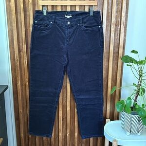 Eileen Fisher Cordouroy Ankle Crop Straight Leg Navy Blue. Size 10 ** Flaw**